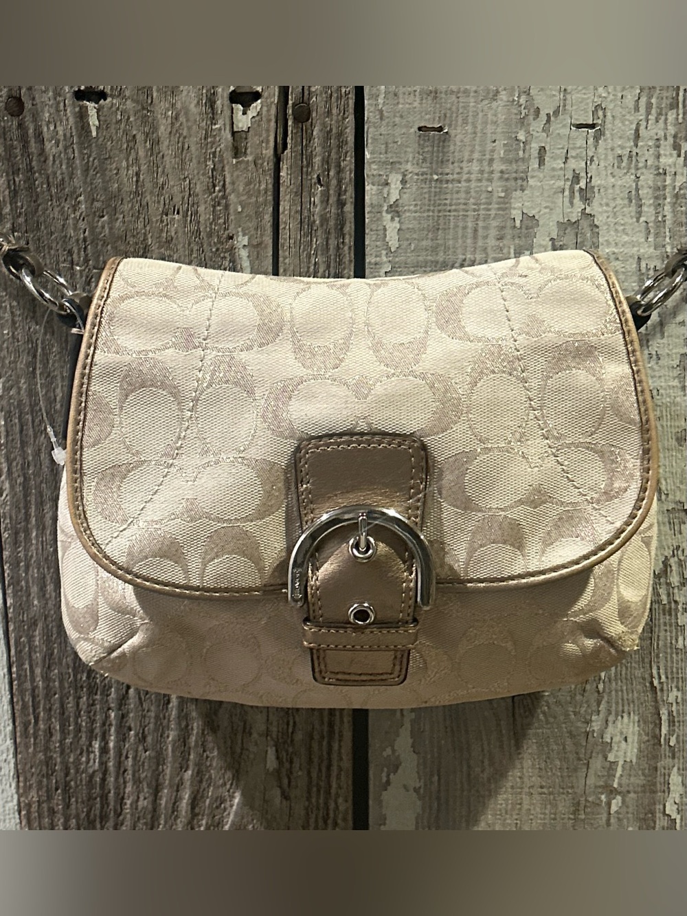 Vintage Coach Soho Lurex Signature Canvas Flap Crossbody Bag